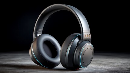 Modern over ear headphones with sleek design on a dark background