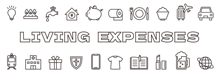 生活費の内訳のバナーイラスト / ベクター