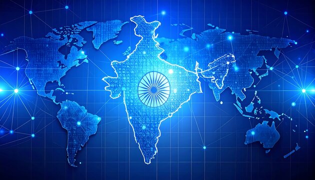 Global network map highlighting India