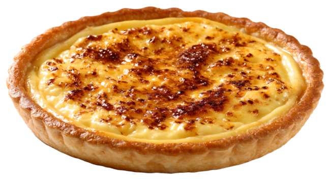 french tart with caramel and vanilla on transparent background
