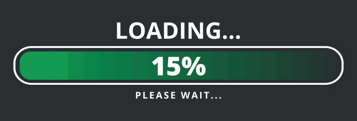 15% loaded loading bar vector illustration, design for websites and graphic resources.