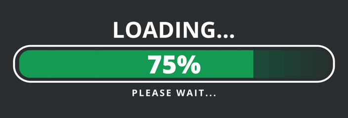 75% loaded loading bar vector illustration, design for websites and graphic resources.