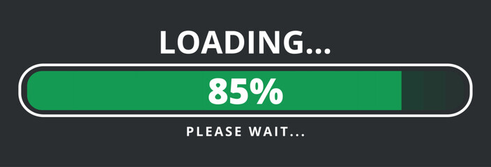 85% loaded loading bar vector illustration, design for websites and graphic resources.