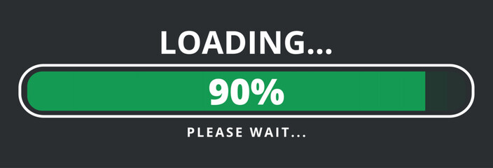 90% loaded loading bar vector illustration, design for websites and graphic resources.