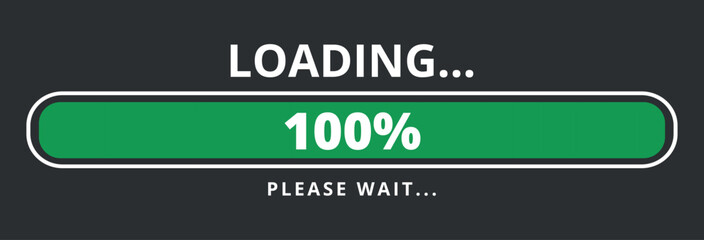 100% loaded loading bar vector illustration, design for websites and graphic resources.