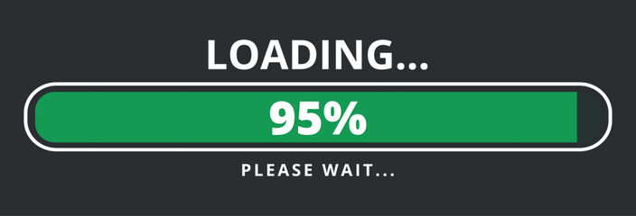 95% loaded loading bar vector illustration, design for websites and graphic resources.