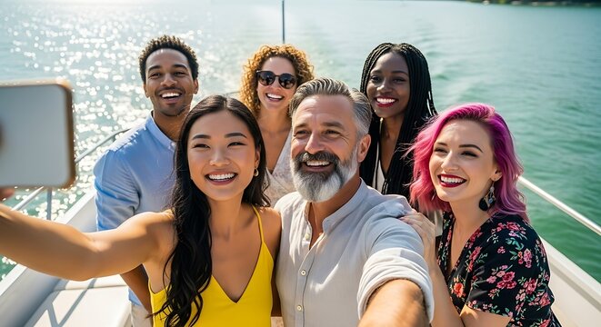 Friendship day group of friends enjoying colorful milkshakes at a cafe laughing and having a good time together outside - Powered by Adobe