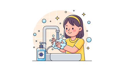 Adobe illustrator artwork vector illustration of a girl recycling into labeled bins—Metal, Organic, Glass—promoting eco-awareness, waste segregation, and sustainability for educational campaigns