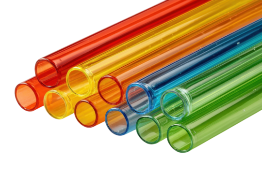 Vibrant Rainbow Tubes Colorful Acrylic Pipes for Creative Projects Artistic Arrangement Spectrum