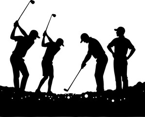 Golf Swing Silhouette Group" vector bundle