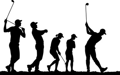 Golf Swing Silhouette Group" vector bundle