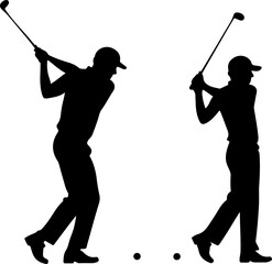 Golf Swing Silhouette Group" vector bundle