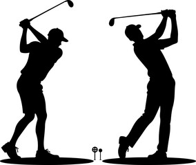 Golf Swing Silhouette Group" vector bundle
