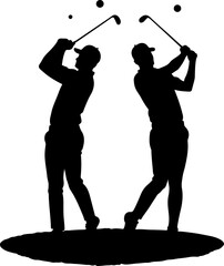 Golf Swing Silhouette Group" vector bundle