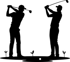Golf Swing Silhouette Group" vector bundle