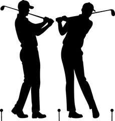 Golf Swing Silhouette Group" vector bundle