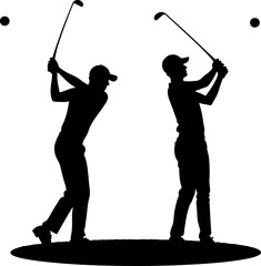 Golf Swing Silhouette Group" vector bundle