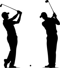 Golf Swing Silhouette Group" vector bundle