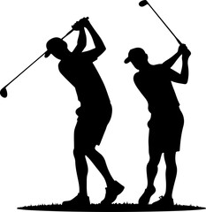 Golf Swing Silhouette Group" vector bundle