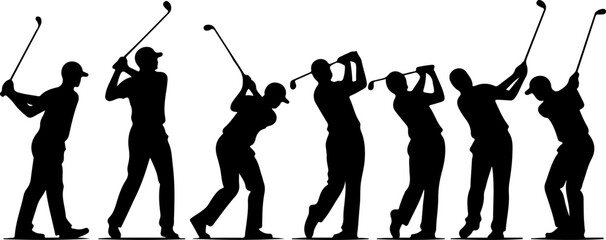 Golf Swing Silhouette Group" vector bundle