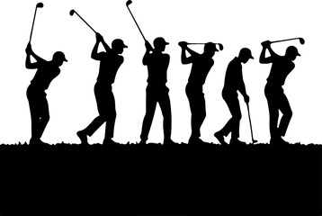 Golf Swing Silhouette Group" vector bundle