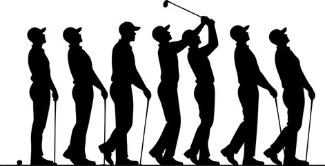 Golf Swing Silhouette Group" vector bundle