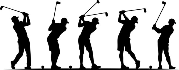 Golf Swing Silhouette Group" vector bundle