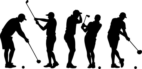 Golf Swing Silhouette Group" vector bundle