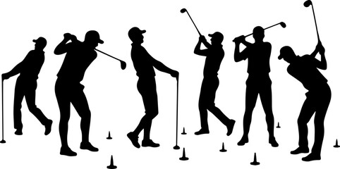 Golf Swing Silhouette Group" vector bundle