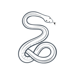 Fototapeta premium Minimalist White Snake Coiled on Black Background Simple Serpentine Reptile Graphic Element Reptilian Icon