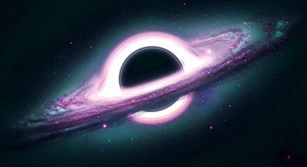 A galaxy with a black hole in its center is illuminated by the light of stars around it.