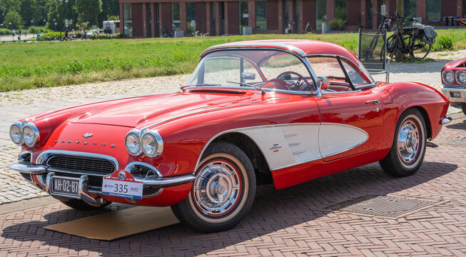Lelystad, The Netherlands, 15.06.2025, Iconic american sports car Chevrolet Corvette 1st generation from 1961 at The National Oldtimer Day