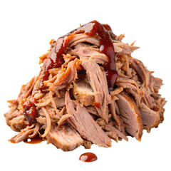 Pulled Pork with BBQ Sauce on transparent background