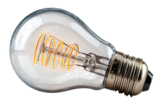Edison bulb glowing filament light idea innovation electricity tungsten technology vintage lamp