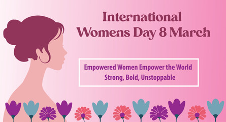 International women s day celebration text graphic, International womens day celebration with empowered women message