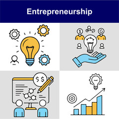 Entrepreneurship Outline Vector Icon Set