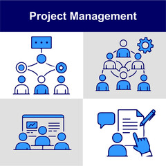 Project Management Outline Vector Icon Set