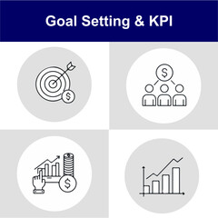 Goal Setting & KPI Outline Vector Icon Set