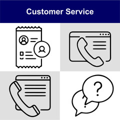 Customer Service Outline Vector Icon Set