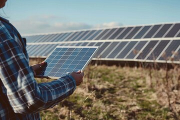 Person Holding a Small Solar Panel