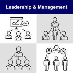 Leadership & Management Outline Vector Icon Set