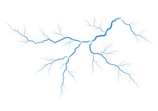 A network of blue lightning bolts branches out across a transparent background
