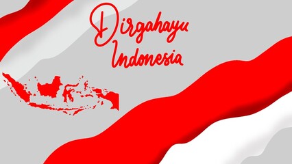Indonesia Independence Day Celebration with flags beneath a large flowing red and white banner.