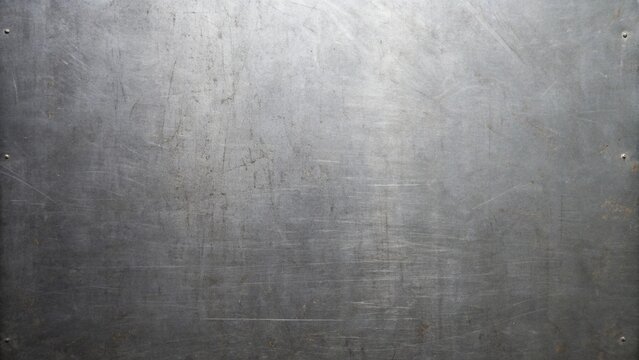 The full frame captures a scratched metal sheet revealing an industrial gray and textured background - Powered by Adobe