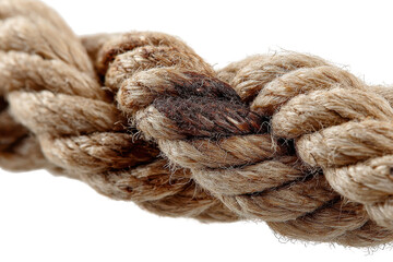 Textured Natural Braided Rope Fibers Coarse Brown Twine Detail Knot Strength Nautical Theme Close up