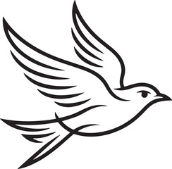 Obraz premium Flying Bird Icon with Outstretched Wings in Black and White