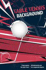 Table tennis dynamic background with ball and net