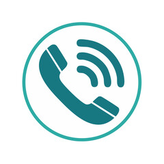 Telephone handset icon for contact support service hot line communication aid and client interaction