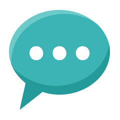 Teal speech bubble icon with ellipses communication pending message flat design