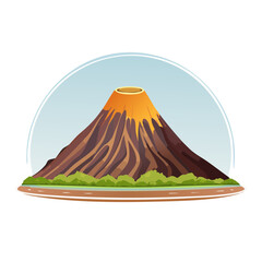 Cartoon Volcano Landscape Illustration